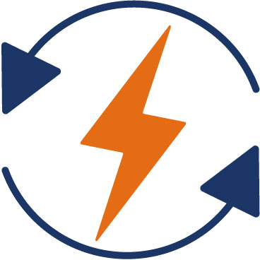 arrows and lightning bolt icon
